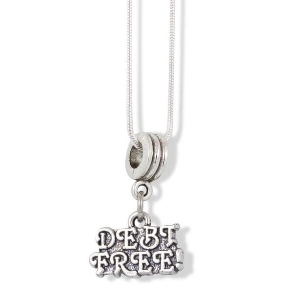 Debt Free Text Finance Accounting Freedom Charm Necklace - Picture 1 of 4